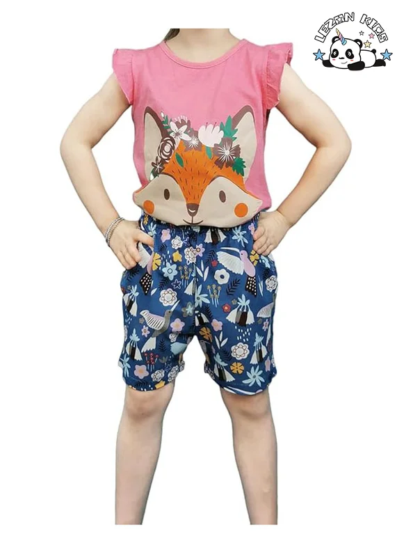 LEZONKIDS - Conjunto de Roupas de Verão para Crianças de 2 Peças: Camiseta sem Manga com Estampa e Shorts para Meninas com Logotipo Personalizado